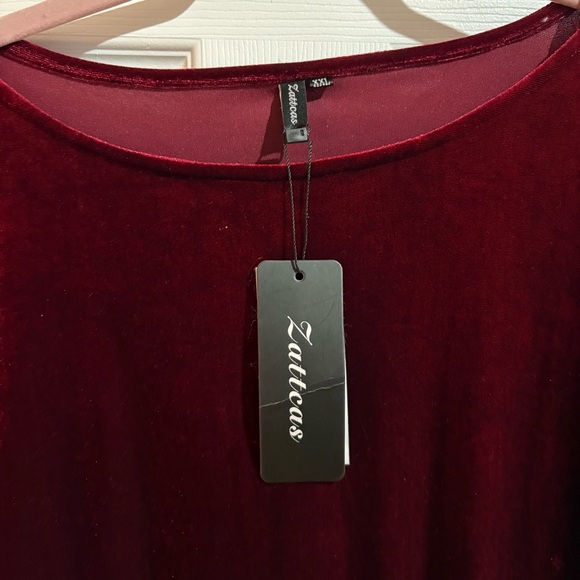 Zattcas Red Velvet Maxi Dress Size XXL - Picture 2 of 3